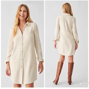 Faherty Beige Long Sleeve Dress